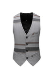 Grey Stripe Notched Lapel Men's 3 Pieces Suits