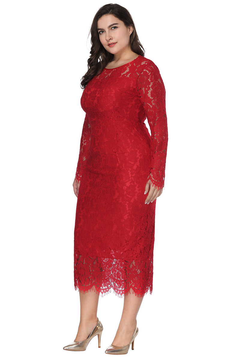 Load image into Gallery viewer, Plus Size Long Sleeves Wedding Guest Dress
