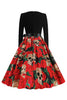 Load image into Gallery viewer, Square Neck Red Skull Printed Halloween Vintage Dress
