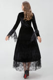 Gothic Burgundy Halloween Dress with Criss Cross Lace