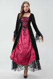 Gothic Burgundy Halloween Dress with Criss Cross Lace