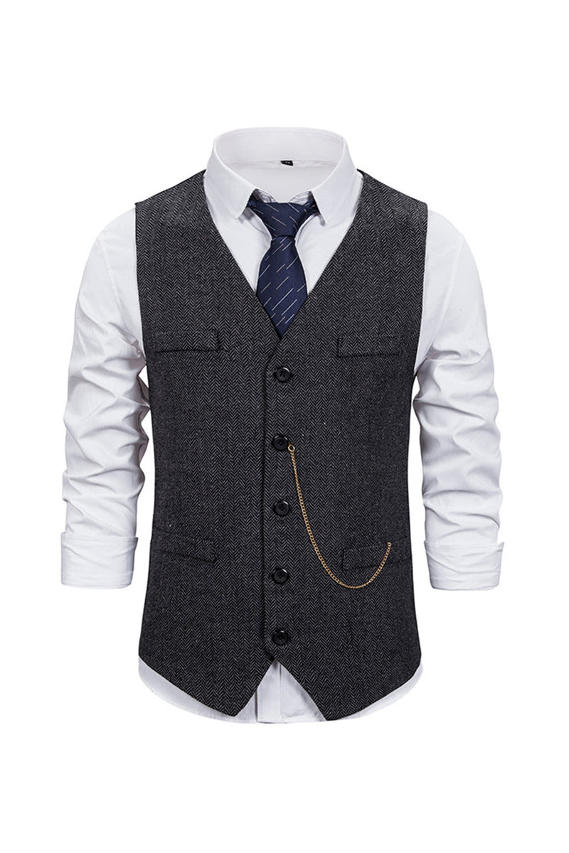 Load image into Gallery viewer, V Neck Single Breasted Men&#39;s Grey Casual Vest