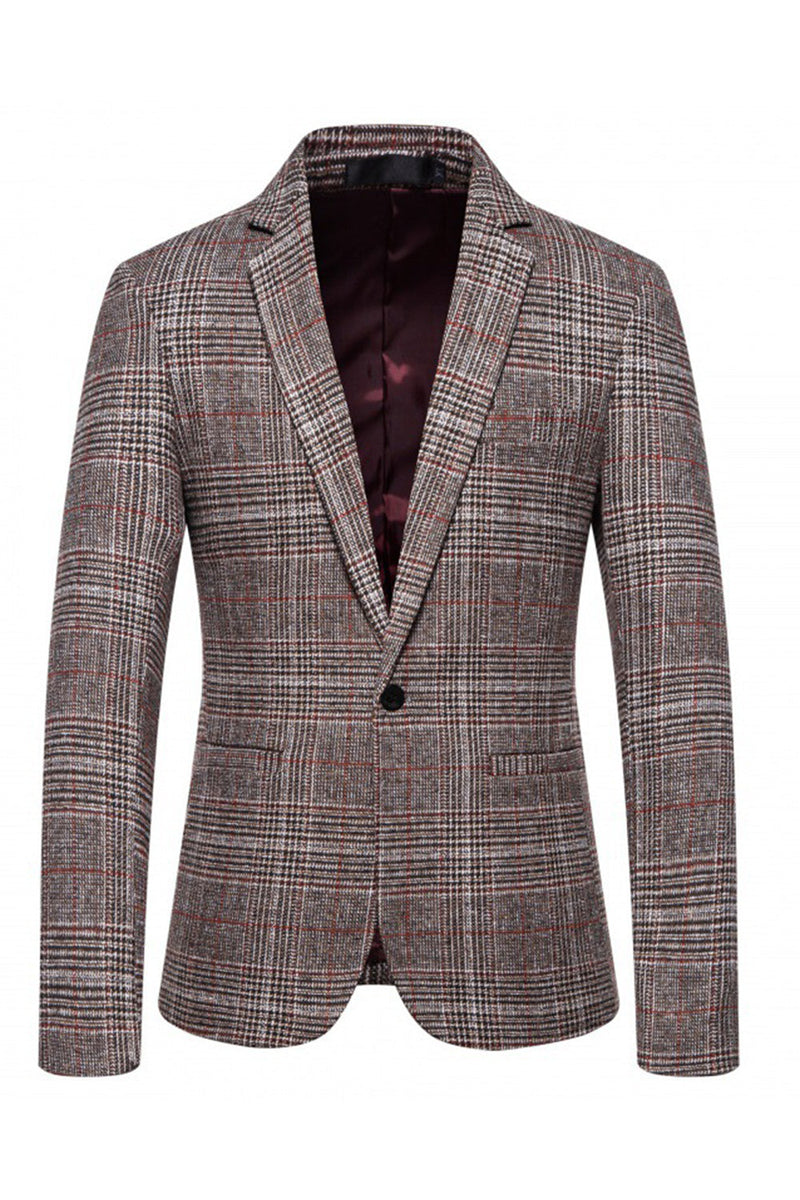 Load image into Gallery viewer, Brown Grid Business Blazer for Men