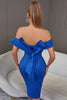 Load image into Gallery viewer, Royal Blue Off the Shoulder Bodycon Cocktail Dress