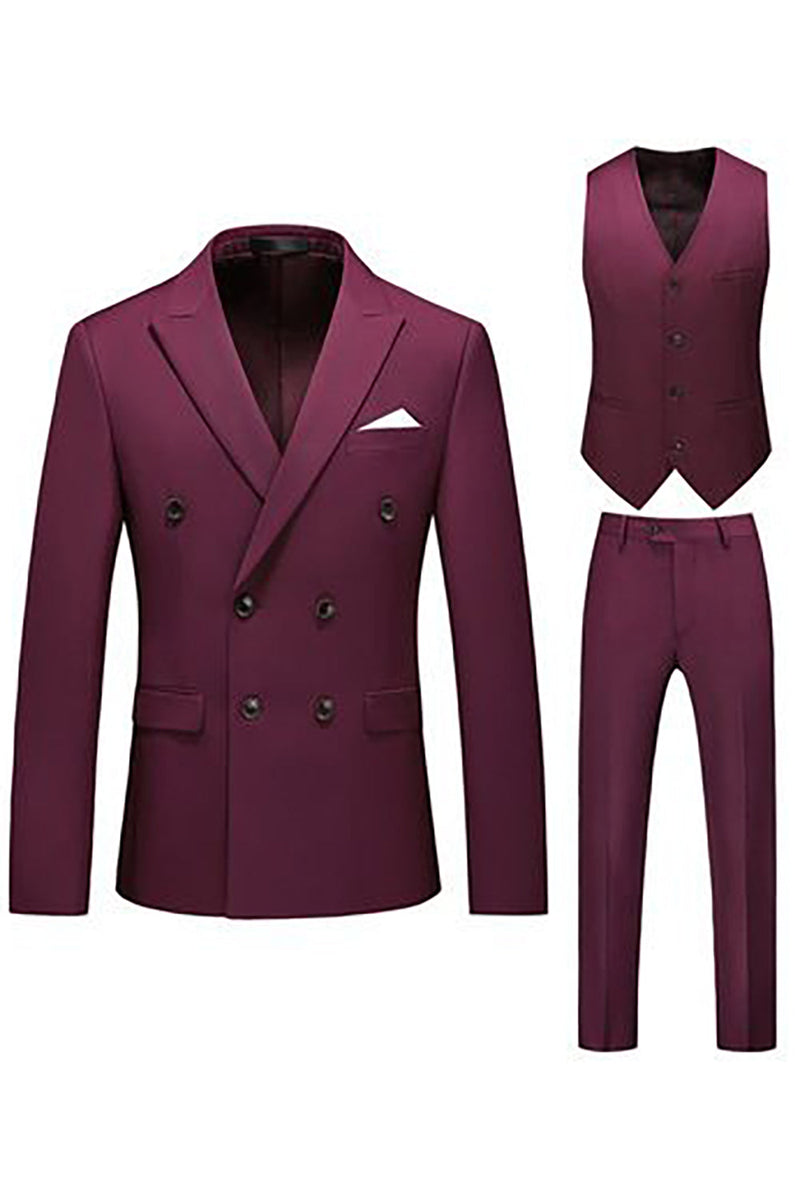 Load image into Gallery viewer, Khaki Double Breasted Notched Lapel 3 Piece Men&#39;s Suits