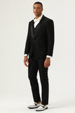 3 Piece Black Shawl Lapel Single Breasted Men's Suits