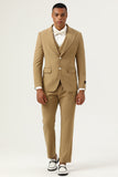 3 Piece Brown Single Breasted Peak Lapel Men's Prom Suits