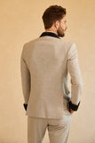 Grey Shawl Lapel Double Breasted 2 Piece Men's Suits