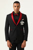 Load image into Gallery viewer, 3 Piece Black Red Shawl Lapel Men&#39;s Prom Suits