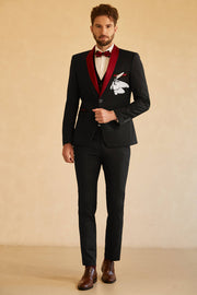 Black Red Shawl Lapel Men's Prom Suit