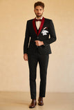 Black Red Shawl Lapel Men's Prom Suit