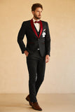 Black Red Shawl Lapel Men's Prom Suit