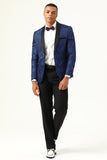 One Button White Shawl Lapel Jacquard Men's Prom Blazer