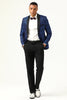 Load image into Gallery viewer, One Button Blue Shawl Lapel Jacquard Men&#39;s Prom Blazer