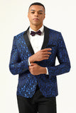 One Button Red Shawl Lapel Jacquard Men's Prom Blazer