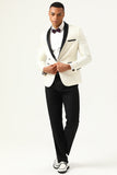 One Button Red Shawl Lapel Jacquard Men's Prom Blazer