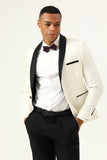 One Button Red Shawl Lapel Jacquard Men's Prom Blazer