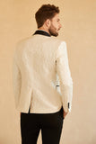 White Shawl Lapel Jacquard One Button Men's Prom Blazer