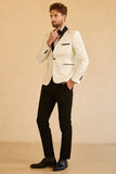 White Shawl Lapel Jacquard One Button Men's Prom Blazer