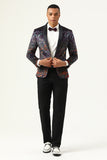 One Button Black Jacquard Shawl Lapel Men's Prom Blazer