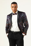 One Button Black Jacquard Shawl Lapel Men's Prom Blazer