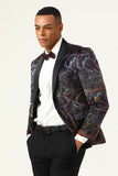 One Button Black Jacquard Shawl Lapel Men's Prom Blazer