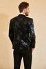 Load image into Gallery viewer, Black Red Single-Breasted Two-Button Printed Men&#39;s Blazer