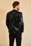 Black Red Single-Breasted Two-Button Printed Men's Blazer