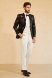 Black Blue Single-Breasted Two-Button Printed Men's Blazer