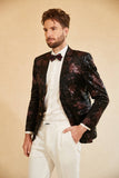 Black Blue Single-Breasted Two-Button Printed Men's Blazer