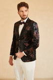 Black Blue Single-Breasted Two-Button Printed Men's Blazer