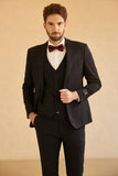 Notched Lapel Single Button Black Wedding Suits For Men