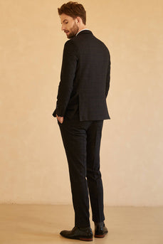 Notched Lapel Single Button Black Wedding Suits For Men