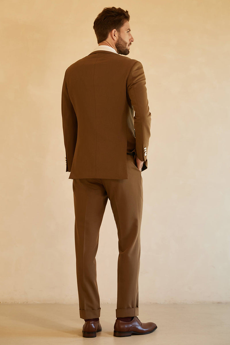 Load image into Gallery viewer, Peak Lapel Single Button Brown Men&#39;s Suits