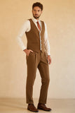 Peak Lapel Single Button Brown Men's Suits