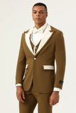 Brown Peak Lapel Single Button Men's Prom Suits