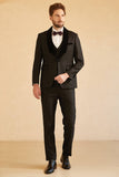 Shawl Lapel One Button Black Suits For Men