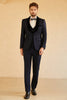Load image into Gallery viewer, Shawl Lapel One Button Black Suits For Men