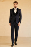 Navy Shawl Lapel One Button Suits For Men