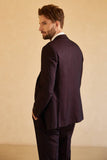 Dark Purple Notched Lapel One Button 3 Piece Wedding Suit