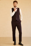 Dark Purple Notched Lapel One Button 3 Piece Wedding Suit