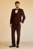 Load image into Gallery viewer, 3 Piece Peak Lapel One Button Burgundy Men&#39;s Suit