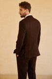 Notched Lapel Two Button Dark Brown 3 Piece Men Suit