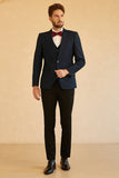 Peak Lapel Navy Wedding Men Suit