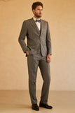 Grey Peak Lapel Wedding Men Suit