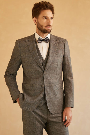 Grey Peak Lapel Wedding Men Suit