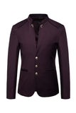 Navy Stand Collar Single Breasted Men's Blazer