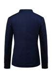 Navy Stand Collar Single Breasted Men's Blazer