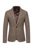 Load image into Gallery viewer, Khaki Plaid One Button Men&#39;s Blazer
