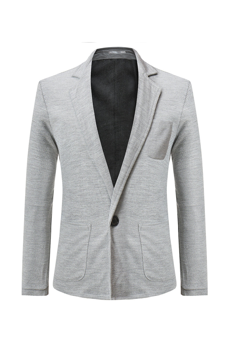 Load image into Gallery viewer, Grey Knitted Notched Lapel Men&#39;s Blazer